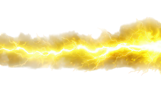 Bright Yellow Electric Bolt Energy Beam on Black Background