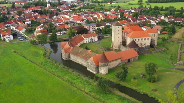 The town of &Scaron;vihov with a medieval castle in the &Scaron;umava foothills. Czech Republic, Central Europe.