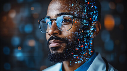 Cybernetic Man: A Portrait of a Man with Digital Overlay