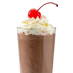 Chocolate milkshake with whipped cream and cherry