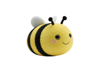 Needle Felted Bumble Bee Plush Toy - Cute Yellow Bee Decoration on white background