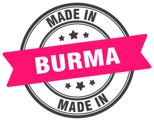 Made in Burma round sign. Made in Burma stamp.