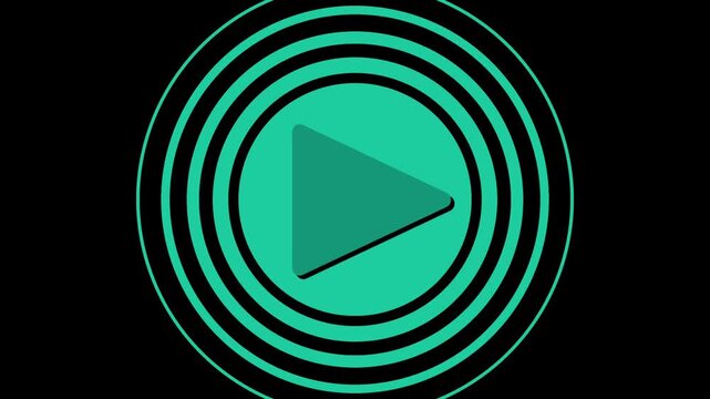 Dynamic green play button icon animation initiates engaging video content for modern digital platforms