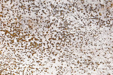 Rust spots on metal surface. Corrosion and weathered texture closeup. Rough damaged pattern background. Industrial material with natural decay. Metallic grunge surface macro detail.