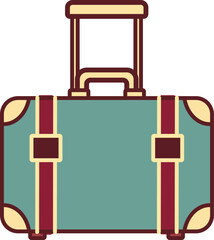 Retro-styled suitcase with handle, straps and vintage design elements.