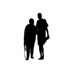 Silhouette of healthcare professional assisting patient after dialysis treatment