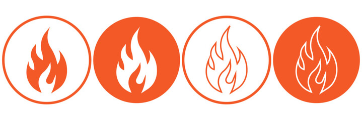 set of fire icons collection vector illustration. illustration of fire icon, fire icon. outline and filled vector illustration. fire symbol Line art editable icon, Fire flame icon vector design symbol
