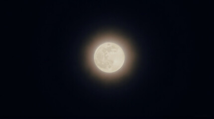 Fototapeta premium Stunning full moon glowing brightly in the dark night sky offering a sense of wonder and lunar magic