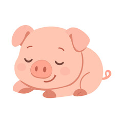 Illustration of a Cute Pink Pig