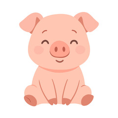Fototapeta premium Illustration of a Cute Pink Pig