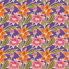 Batik seamless pattern with flowers