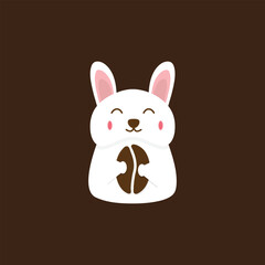 bunny hare rabbit coffee logo vector icon illustration. rabbit Logo. rabbit logo holding coffee beans, logo for a coffee shop or cafe.