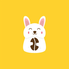 bunny hare rabbit coffee logo vector icon illustration. rabbit Logo. rabbit logo holding coffee beans, logo for a coffee shop or cafe.