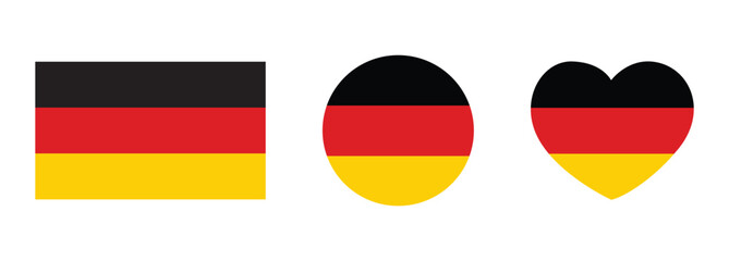 Germany flag vector set. Round, heart, waving etc... styles. German flag icon isolated on transparent background. vector illustration eps file