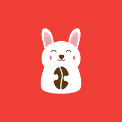bunny hare rabbit coffee logo vector icon illustration. rabbit Logo. rabbit logo holding coffee beans, logo for a coffee shop or cafe.