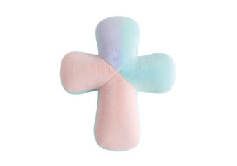 Pastel Plush Cross on white background
