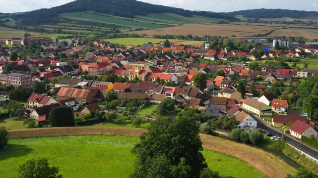 The town of &Scaron;vihov with a medieval castle in the &Scaron;umava foothills. Czech Republic, Central Europe.