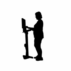 Silhouette of healthcare technician using computer after dialysis treatment