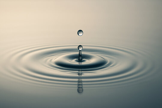 Water drop ripple effect - Minimalist circle waves on calm surface 