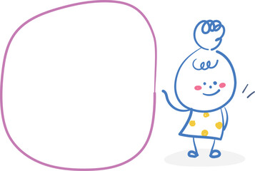 (Dialog Box) hand drawn girl icons. Vector illustration.	