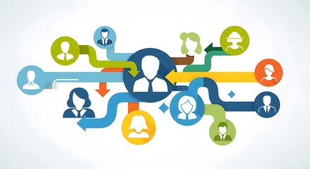 Networked: A vibrant visual of interconnected individuals, illustrating the dynamic flow of communication, collaboration, and community with a modern design.