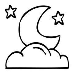 Moon and Stars hand drawn icon
