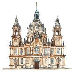 Fototapeta premium Dresden Zwinger. Dresden Zwinger watercolor vector illustration