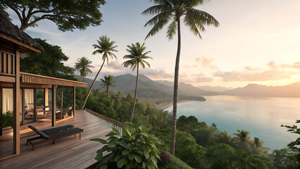 Fototapeta premium tropical beach at sunset