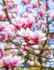Fototapeta premium Pink magnolia blossoms in spring