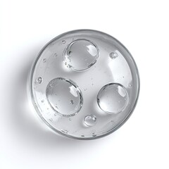Clear gel serum in petri dish, top view