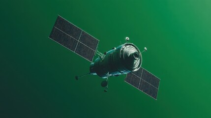 satellite orbiting green planet
