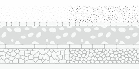Abstract geometric patterns and textures in grayscale representing layers and materials