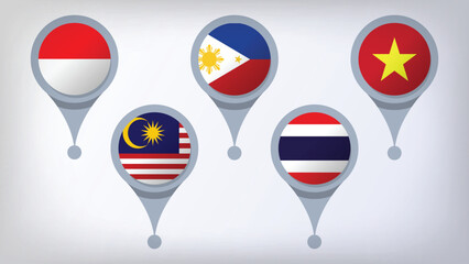 Illustration Vector Featuring Thailand, Indonesia, Malaysia, Philippines and Vietnam Identities