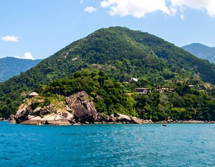 Fototapeta premium Lush tropical island landscape