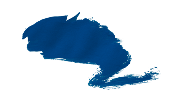 Blue watercolor composition on transparent background. Hand drawn brush strokes and texture. Abstract brush strokes. Liquid ink pattern.