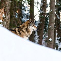 Gray wolf in snowy forest (1)