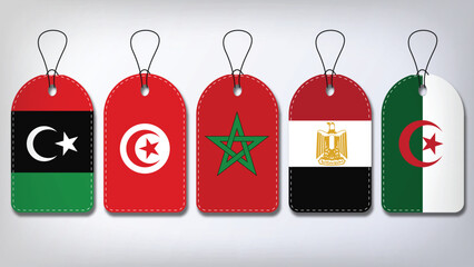 Illustration Vector Featuring Morocco, Algeria, Tunisie, Libya and Egypt Identities