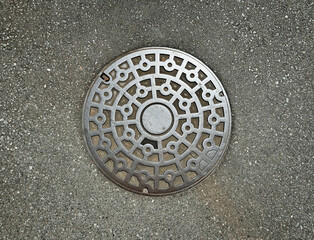 マンホール、金属、下水、道路、歩道