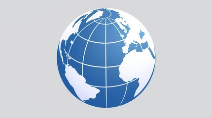 Global map with blue earth, and 3D model.