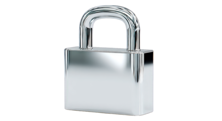 Chrome Padlock on Transparent Background