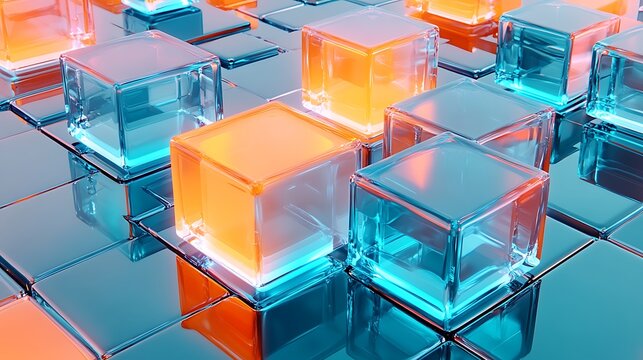Cube 3D structure in ice form of shape 