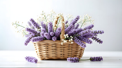 Flower in a basket with a white background