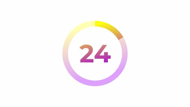 30 seconds countdown timer animation on transparent background, 2 digit number countdown from 30 to 0 seconds with Alpha channel, 30 seconds countdown in 4K.