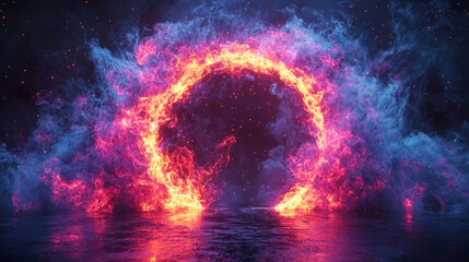 Obraz premium Dramatic visual representations of black holes or eclipses with glowing energy rings