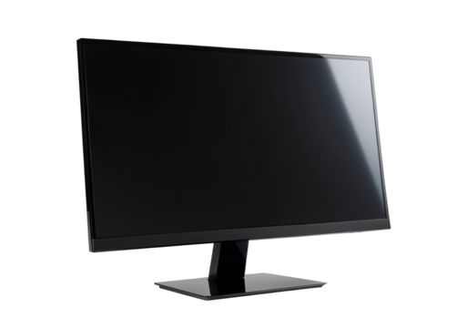 Sleek computer monitor with black widescreen display for modern desktop setup and office workspace