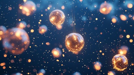 Abstract Blue and Gold New Year Background with Shimmering Bokeh