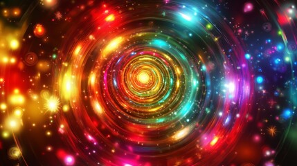 Fototapeta premium Psychedelic Christmas Background with Neon Lights and Abstract Patterns