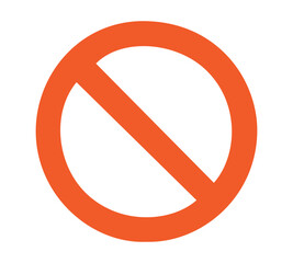Orange circle with diagonal line through it, indicating prohibition or restriction.