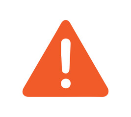 A simple orange warning sign featuring an exclamation mark, isolated on white.