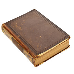 Vintage leather-bound book with textured brown cover and aged pages representing classic literature